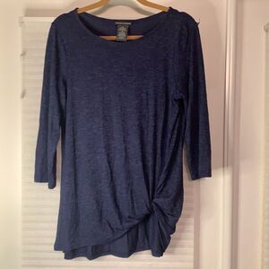 Chelsea & Theodore Blue Long Sleeve Twist Front Tunic Top Shirt‎ Medium